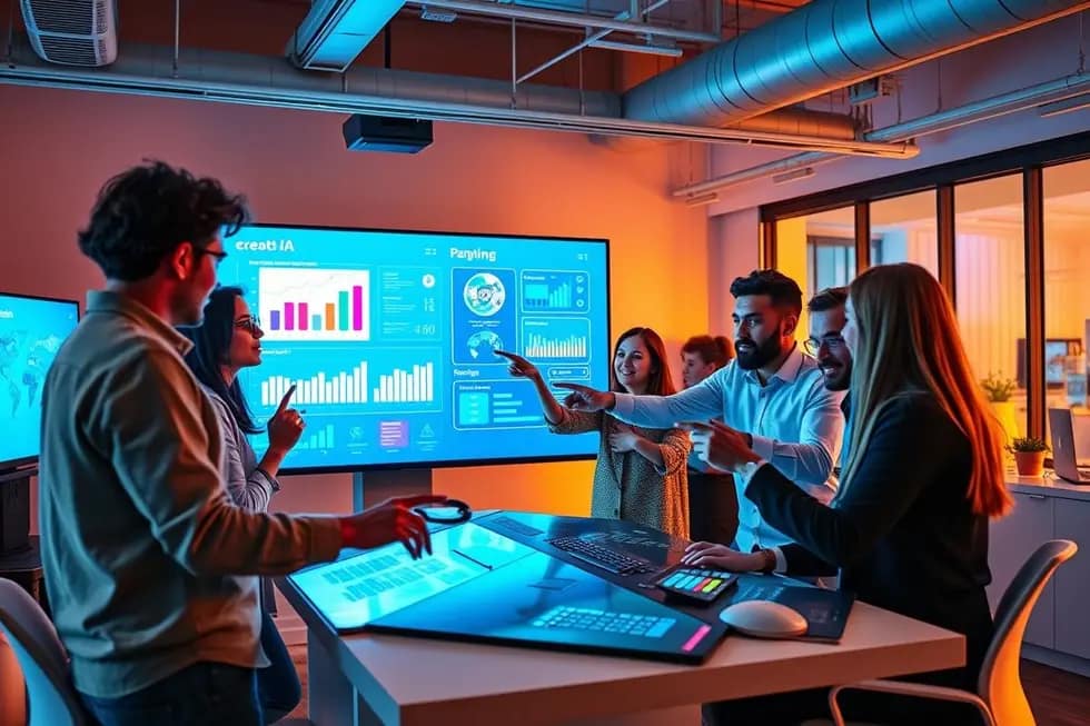 Cenário de marketing digital com foco em IA.